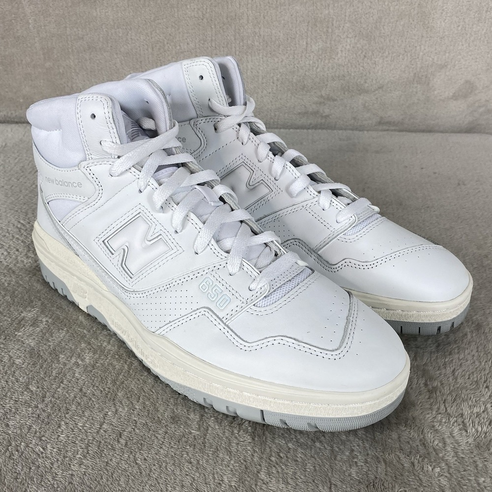 New Balance 650 Hi Top Shoes Mens Size 12 Triple White Leather Sneakers NEW